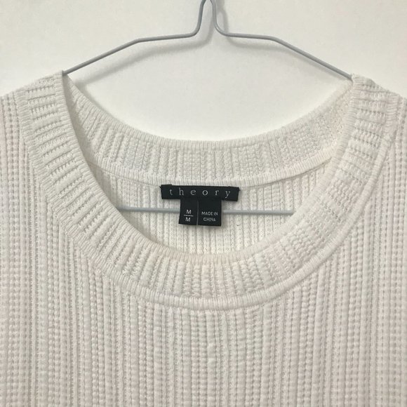 Theory Ribbed Knit White Mini/Midi Dress - Picture 5 of 6